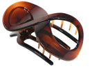 Parcelona French Infinity Loop Tortoise Shell Brown 3” Cellulose Acetate Side Slide In Yoga Flat Teeth Hair Claw Clip Clutcher for Women and Girls (Tortoise Shell Brown) Parcelona