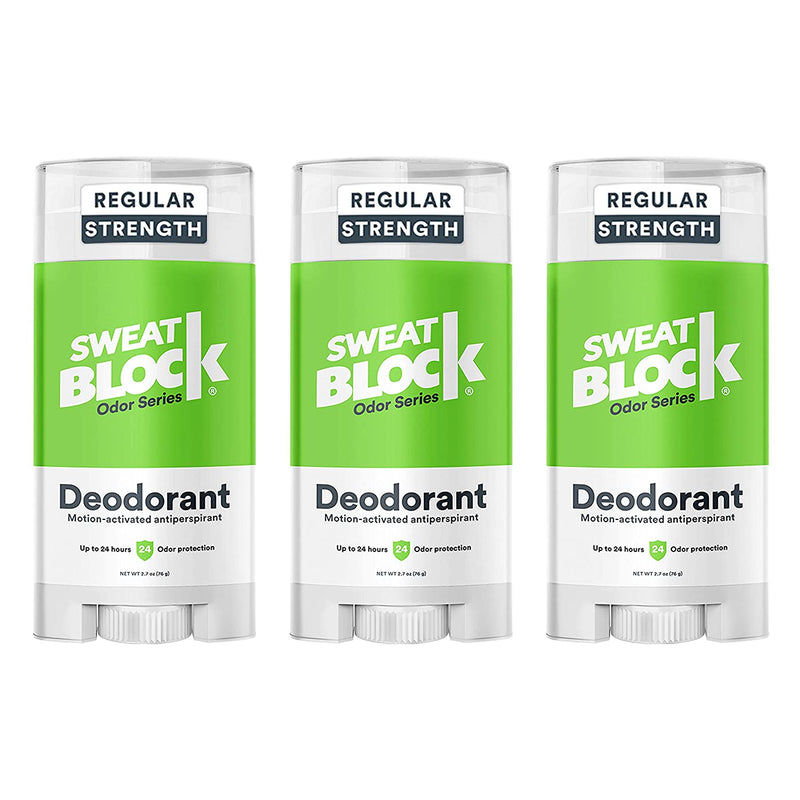 SweatBlock Deodorant Antiperspirant for Men and Women, Regular Strength, Solid (3-Pack) SweatBlock Store