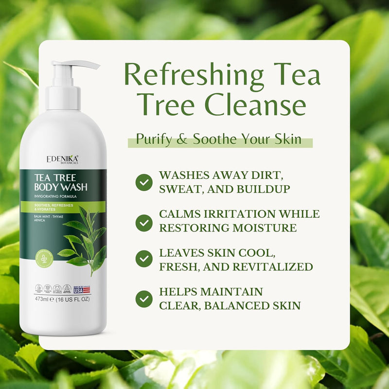 Tea Tree Oil Body Wash, Cleanses & Relieves Itchy Skin, Soothes Jock Itch, Acne & Ringworm, Shower Gel for Dry and Sensitive Skin, Women & Men, Organic & Natural, 16 fl oz, 2-Pack Infinity Warehouse