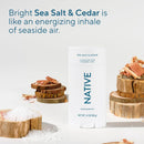Native Aluminum Free Deodorant, Sea Salt & Cedar, Large Size Stick, 72 Hour Odor Control, for Women & Men, Contains Naturally Derived Ingredients, 3.1 oz Infinity Warehouse
