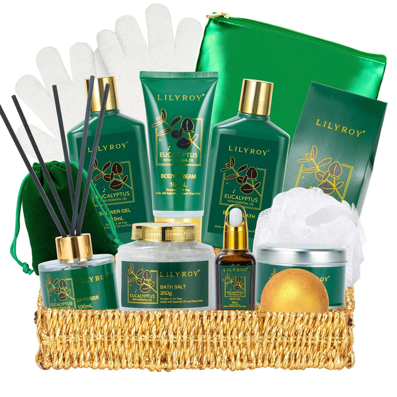 Bath and Body Gift Basket Set for Women - Coconut Vanilla Spa Gift Basket for Women 17-Piece Luxury Bath Gift Set with Shower Gel Self Care Pampering Gifts for Mothers Day, Christmas, Birthday Gifts Infinity Warehouse