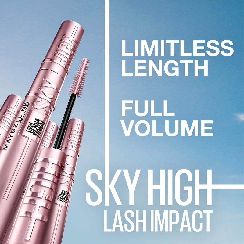 Maybelline New York Sky High Washable Mascara Makeup, Volumizing Mascara, Buildable, Lengthening Mascara, Defining, Curling, Multiplying, Blackest Black, 0.24 fl. Oz Maybelline New York