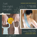 INSTYLYA Silicone Back Scrubber for Shower & Lotion - (Grey) - Long Ultra Fine Double Sided Body Scrubber For Gently Cleansing & Massaging Your Skin Instylya
