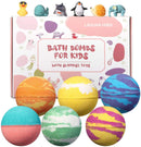 Lagunamoon Bath Bombs for Kids with Toys Inside for Boys Girls , 6 Pcs Kids Bath Bombs,Natural Color Scent, Safe for All Skin Types, Bath Bombs with Surprise Toy for Birthday Christmas Holiday Gifts Lagunamoon