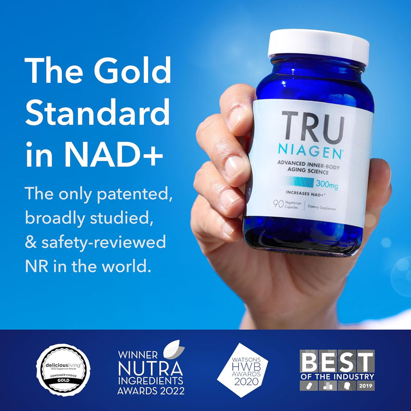 TRU NIAGEN Patented NAD+ Supplement for Anti Aging and Cell Regeneration, 300 mg Niagen, 90 Servings | Supports Cellular Energy, Brain, Muscle | Nicotinamide Riboside (NR) Take 1 Daily | 1 Bottle Infinity Warehouse