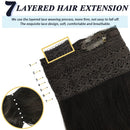 GOO GOO Human Hair Extensions Halo Hair Balayage Dark Brown to Chestnut Brown Straight 20 Inch 110g Natural Real Hair Extensions Hidden Crown Wire Extensions Invisible Hairpiece Transparent Fish Line GOO GOO Store