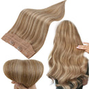 RUNATURE Halo Hair Extensions Real Human Hair 20 Inch Highlight Blonde Hair Extensions Halo Hair Straight HairHalo Extensions for Women RUNATURE Store