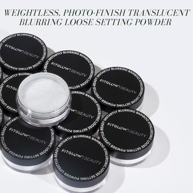 Fitglow Beauty Bamboo Hyaluronic Loose Setting Powder | Translucent Vegan Organic | Weightless Photo Finish | Pore Blurring | Natural Shine & Oil Control Makeup Finishing Powder | .32 oz / 9g Infinity Warehouse