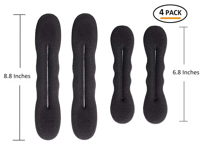 Styla Hair Black Magic Hair Bun Maker 4 Pack (2 Small, 2 Large) Foam Sponge Buns Shaper Accessories Strong Flexible Reusable Bun Twister for Updo’s, Ballet Buns, French Twist, Waves & more! Styla Hair