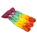 Jumbo Braiding Hair Ombre 24 inch Jumbo Braid Hair Extensions Rainbow Jumbo Box Braids Crochet Hair Long for Women Kids DIY High Temperature Synthetic Fiber 4 Tones Orange+Yellow+Green+Red 5 Bundles Benehair Store