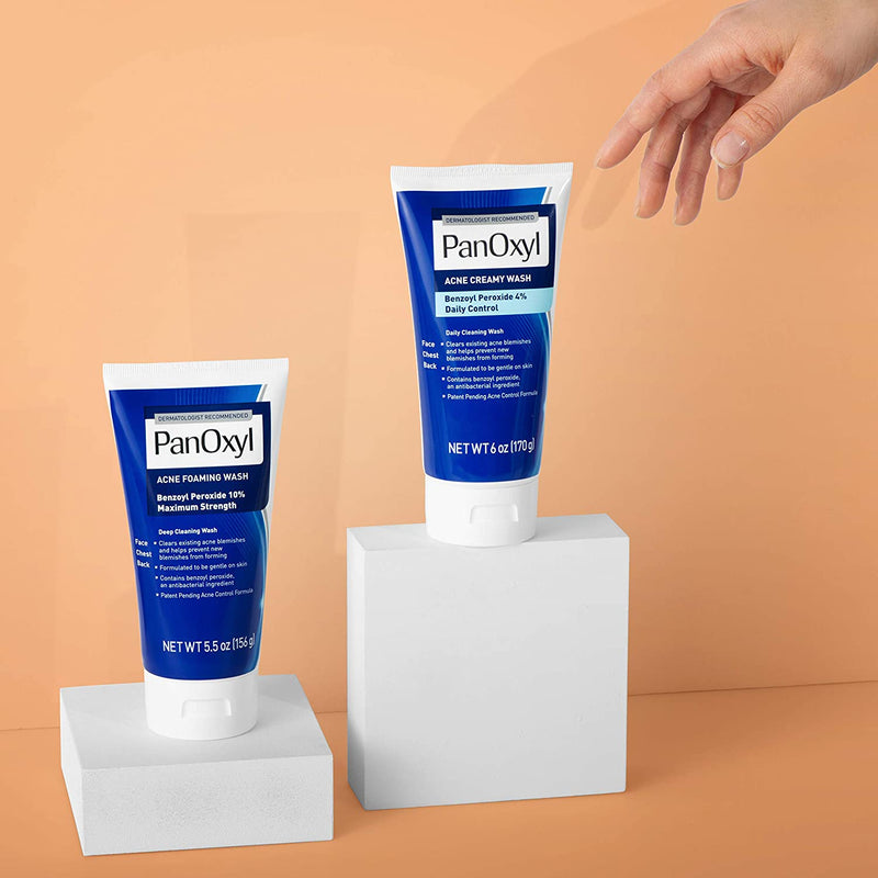 PanOxyl Antimicrobial Acne Creamy Wash, 4% Benzoyl Peroxide, 6 Ounce PanOxyl