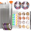 Nail Pen Designer, Teenitor Stamp Nail Art Tool with 15pcs Nail Painting Brushes, Nail Dotting Tool, Nail Foil, Manicure Tape, Color Rhinestones for Nails-Black Teenitor Store
