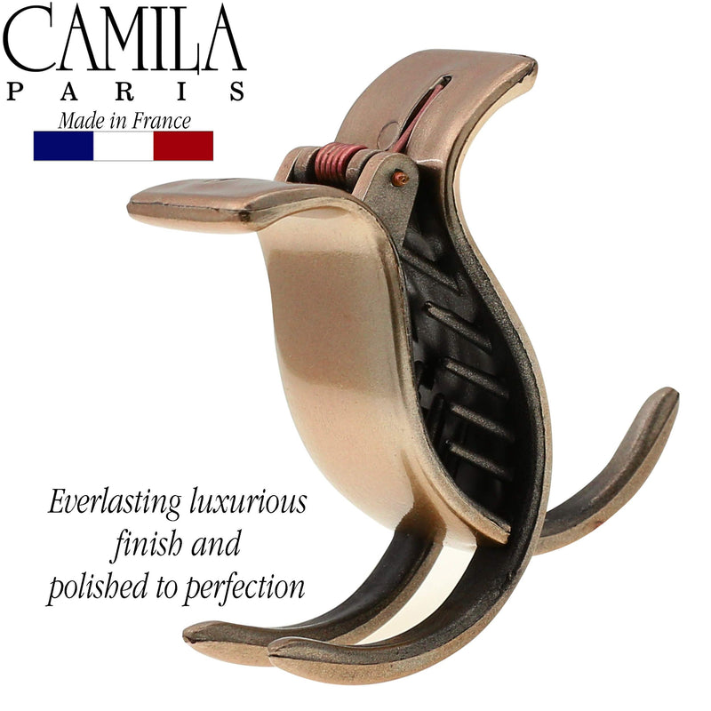Camila Paris CP2417 French Hair Clip for Women, Burgundy 3 Teeth Ponytail Holder, Girls Hair Claw Clips Jaw Fashion Durable Styling Hair Accessories for Women, Strong Hold No Slip Grip, Made in France Camila