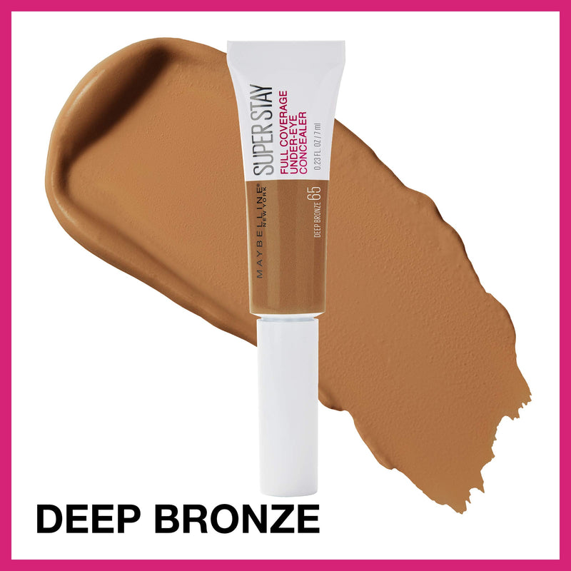 Maybelline Super Stay Super Stay Full Coverage, Brightening, Long Lasting, Under-eye Concealer Liquid Makeup For Up To 24H Wear, With Paddle Applicator, Deep Bronze, 0.23 fl. oz., 65 Deep Bronze Maybelline New York