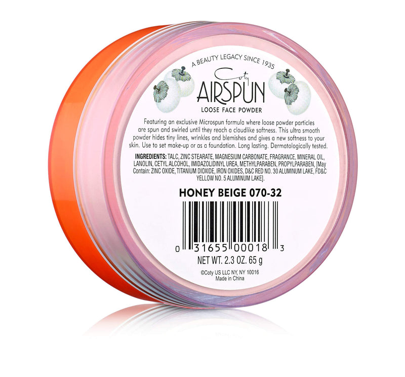 Coty Airspun Loose Face Powder 2.3 Ounce Honey Beige Light Peach Tone Loose Face Powder, for Setting or Foundation, Lightweight, Long Lasting, Pack of 1 COTY AIRSPUN