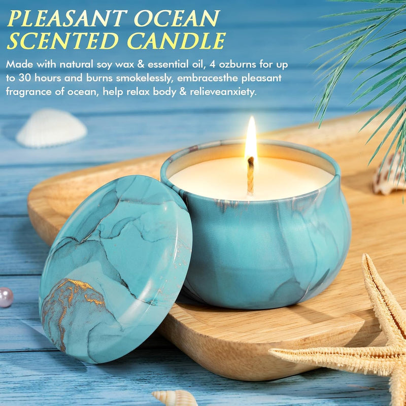 Birthday Gifts for Women Self Care Gifts Get Well Soon Gifts, Ocean Relaxing Spa Gifts Basket Care Package w/ Flannel Blanket 40 OZ Tumbler, Anniversary Easter Gift for Her Mom Wife Friends Sisters