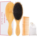 Boar Bristle Hair Brushes and Comb Set for Women men and Kids, Best Natural Bamboo Oval Paddle Hair brush with Wooden Detangling Comb suit for Curly Thick Thin Straight Wavy Long Short or Dry Hair URTHEONE Store