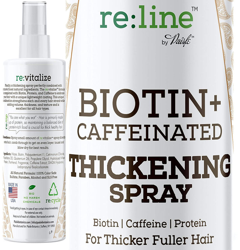 Biotin Hair Thickening Spray for Hair Growth Spray NATURAL Hair Thickener for Fine Hair Volume Spray for Fine Hair Volumizer for Hair Spray Color Safe - BIOTIN & CAFFEINE - Get Thicker Hair in Seconds Paisle Botanics