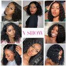 Human Hair Wigs Short Bob Wigs 4x4 Lace Closure Wigs Brazilian Curly Deep Wave Lace Front Wigs Human Hair 10 Inch Vshow Bob Wigs for Black Women 150% Density Pre Plucked with Baby Hair（10 Inch) V SHOW