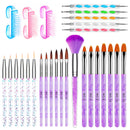 AROIC 28 Pcs Acrylic Nail Brush Set Including 7 Pcs UV Gel Nail Art Brushes, 6 Pcs 3D Nail Extension Brush, 5Pcs Double Ended Dotting Nail Pen For Nail Art DIY With White Box, colorful AROIC