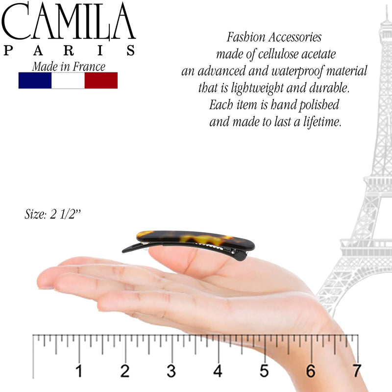 Camila Paris CP2250/2 French Hair Slides Clips for Women, Handmade, Girls Side Slide-in Barrette Clip, Hair Accessories for Women. Strong Hold No Slip Grip Fashion Durable and Styling, Made in France Camila