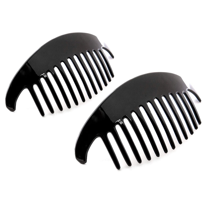 Camila Paris CP2872/2 Black Large Interlocking Combs Set of 2 French Hair Side Combs, Flexible Durable Strong Hold Hair Clips for Women, No Slip Styling Girls Hair Accessories, Made in France Camila
