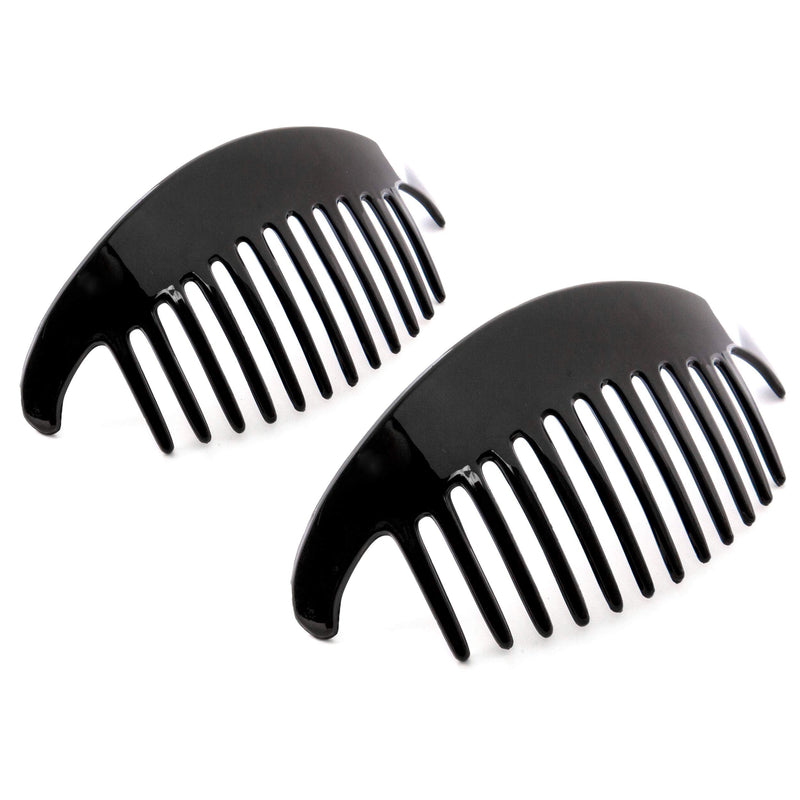 Camila Paris CP2872/2 Black Large Interlocking Combs Set of 2 French Hair Side Combs, Flexible Durable Strong Hold Hair Clips for Women, No Slip Styling Girls Hair Accessories, Made in France Camila