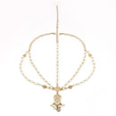 Aukmla White Indian Chain Hair Jewelry Boho Festival Egyptian Head Chain Pendant Headpiece Beads Gold bridal Hairstyle Pearls Christmas for Women and Girls Aukmla