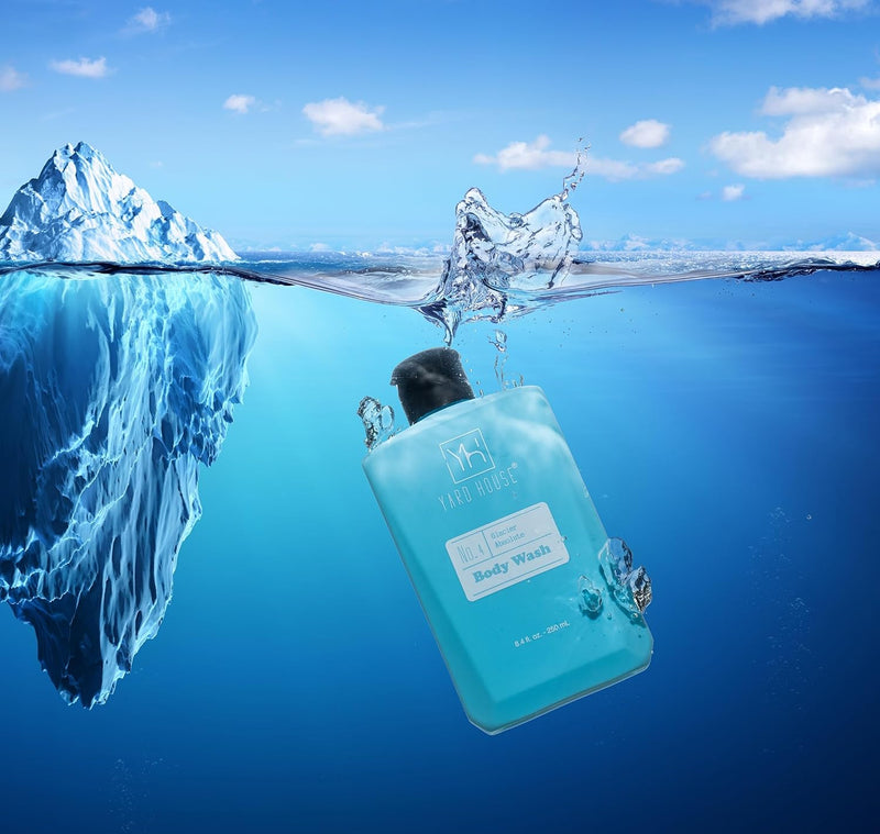 Bath and Body Mens Gift Set - Glacier Absolute - Premium Fathers Day Birthday Christmas Gifts Ideas For Him - Skin Care Kits For Men in Leather Toiletry Bag w. Full Size Items Infinity Warehouse
