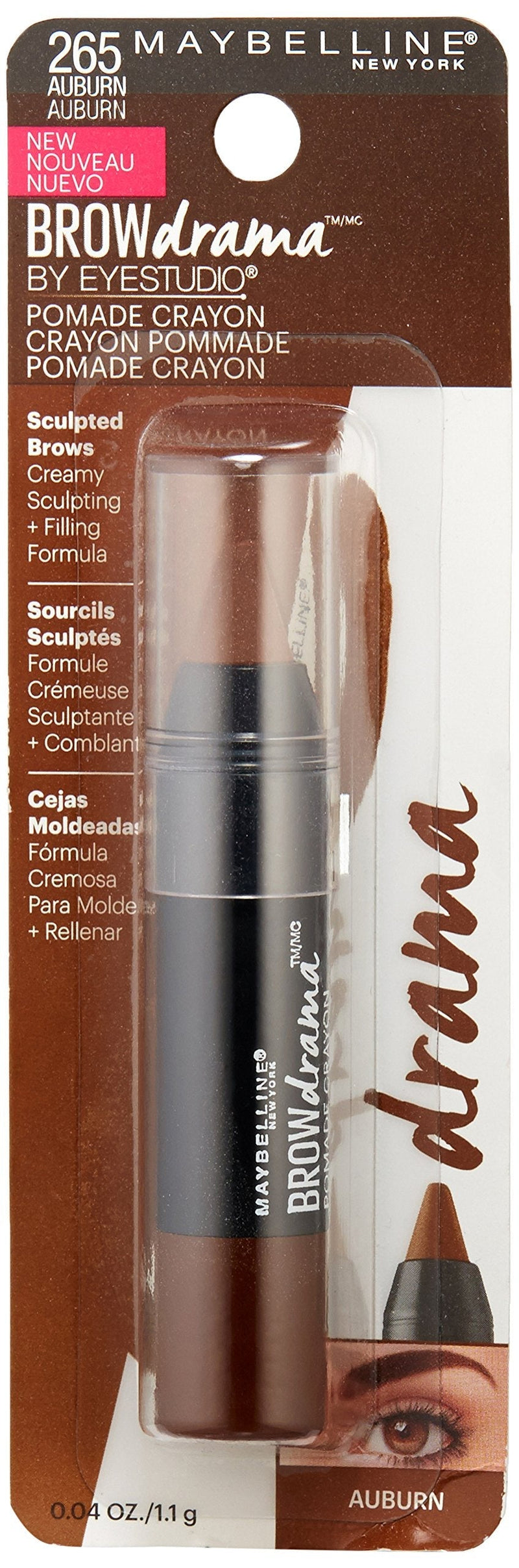 Maybelline New York Brow Drama Pomade Crayon, Auburn, 0.04 oz. Maybelline New York