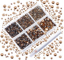 AD Beads 4300 Pieces Flat Back Nail Art Rhinestones Round Beads 6 Sizes (2-6.5mm) with Storage Organizer Box,Rhinestones Picking Pen for Nail Art Phone Decorations Crafts DIY (Smoked Topaz) AD Beads