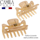 Camila Paris CP3047 French Hair Clip for Women, 1.5 inch Set of 2 Beige Girls Hair Claw Clips Jaw Fashion Durable Styling Hair Accessories for Women, Strong Hold No Slip Grip, Made in France Camila