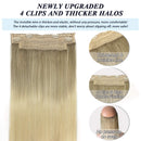 GOO GOO Human Hair Extensions Wire Hair Ash Blonde to Golden Blonde Mixed Platinum Blonde 70g Balayage Human Hair Extensions 12 Inch Straight Real Human Hair Extensions for Women GOO GOO