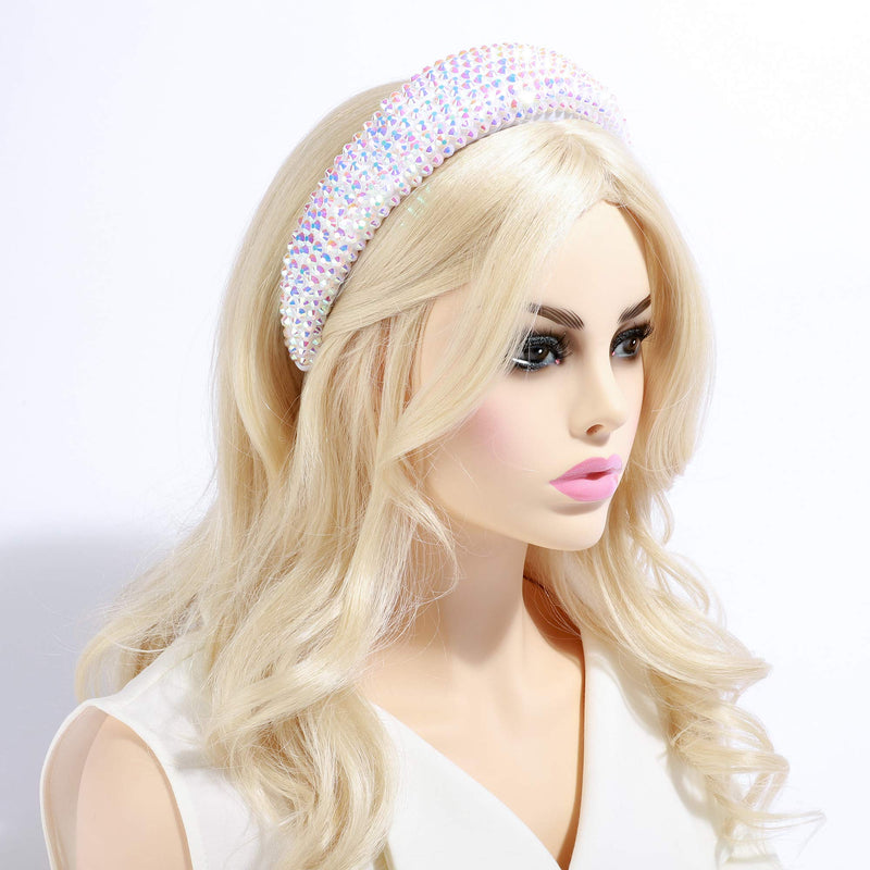 SP SOPHIA COLLECTION Women's Sparkling Crystal Padded Rhinestone Wide Bejeweled Hair Headband Party Hairband Hair Accessories in Iridescent SP Sophia Collection