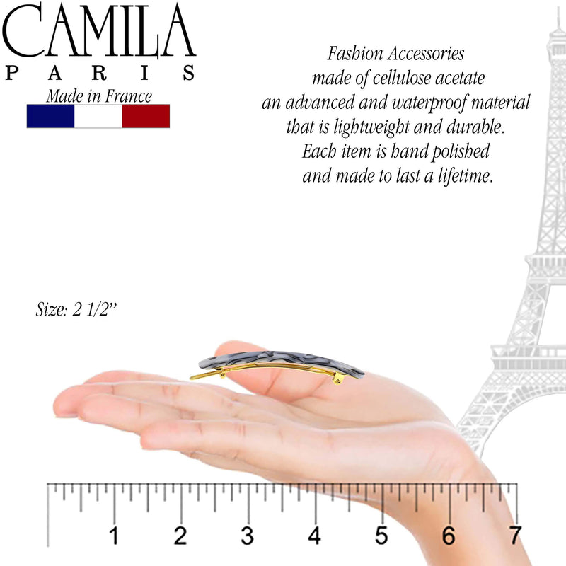 Camila Paris CP2989 French Hair Slides Clips for Women Handmade Small Girls Side Slide-in Barrette Clip, Hair Accessories for Women. Strong Hold No Slip Grip Fashion Durable Styling, Made in France Camila