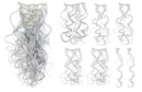 SWACC 7 Pcs Full Head Party Highlights Clip on in Hair Extensions Colored Hair Streak Synthetic Hairpieces (20-Inch Curly, Silver) SWACC Store