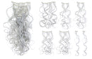 SWACC 7 Pcs Full Head Party Highlights Clip on in Hair Extensions Colored Hair Streak Synthetic Hairpieces (20-Inch Curly, Silver) SWACC