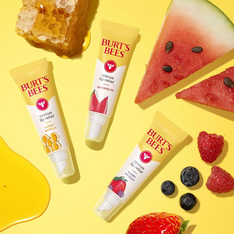 Burt's Bees Rescue Lip Relief, Honey Vanilla, Hydrating Lip Balm for Dry Cracked Lips, with Responsbily Sourced Beeswax and Shea Butter, 100% Natural Origin, 1 Squeezy Tube, 0.35oz Infinity Warehouse