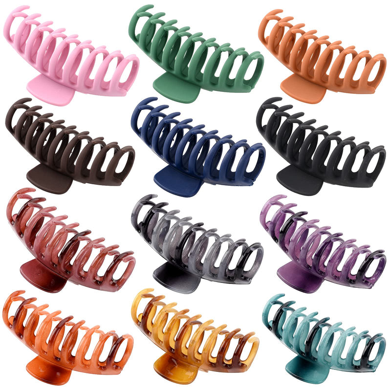12 PCS Big Hair Claw Clips , Trendcy Colors,Matte Non-slip Material ,Strong Hold Hair For Women And Girls,Suitable For Thin Or Thick Hair,Fashion Hair Accessories,4.3 inch (4.3 inch) HQ-SITE