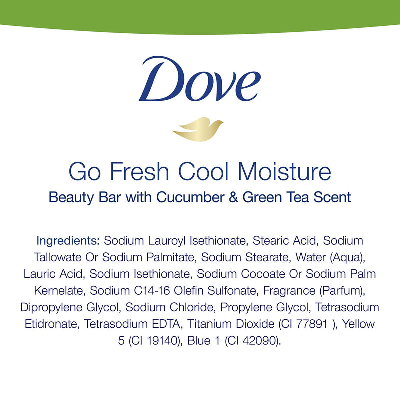 Dove Skin Care Beauty Bar for Softer Skin, Cucumber & Green Tea More Moisturizing than Soap, 3.75 Oz, Pack of 6 Dove