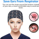 QBA Adjustable Working Cap with Button Long Hair, Sweatband Cotton Ponytail Holder, Tie Back Hats for Women & Men, One Size QBA
