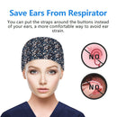 QBA Working Cap with Button Long Hair, Adjustable Working Hat Sweatband Cotton Ponytail Holder, Tie Back Hats for Women & Men, One Size, Floret Navy PT QBA