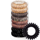 Kitsch Spiral Hair Ties, Coil Hair Ties, Phone Cord Hair Ties, Ponytail Hair Coils No Crease, Headband - 8 pcs (Brunette) Kitsch