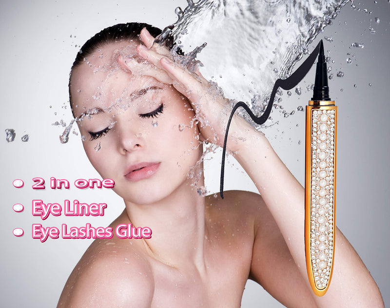 2 in 1 Black Liquid Magic Eyeliner Glue | Extra Strong Hold for Regular False Lashes | Cruelty Free | Waterproof, Long-Lasting Liquid Gel Works without the Need for Magnets or Glue | by Rush Line Rush Line