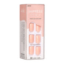KISS imPRESS Color Press-On Manicure, Gel Nail Kit, PureFit Technology, Short Length, “Peevish Pink”, Polish-Free Solid Color Mani, Includes Prep Pad, Mini File, Cuticle Stick, and 30 Fake Nails KISS