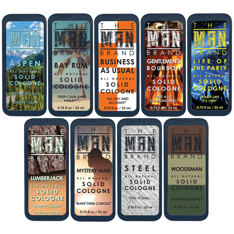 Mens Sample Solid Cologne Pack with Aspen Solid Cologne, Lumberjack Solid Cologne, Woodsman cologne, Mystery Man cologne and more (Play Daily Sampler Cologne Set - 7 Pack - 0.75 oz each) Infinity Warehouse