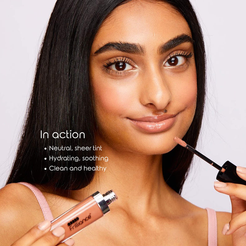 Frilliance Moisturizing Natural Lip Gloss, Neutral Bliss Color, Vegan Cruelty Free Hypoallergenic for Teens of All Skin Types, 8 ml / .28 fl oz Frilliance