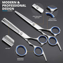 Marhaba AS Professional Hair Cutting Scissors for men and women,10 Pieces Hair Scissors kit for Haircut, Hair Shears for Home and Salon, Stainless Steel Scissors with Cape and Feather Razor Marhaba AS