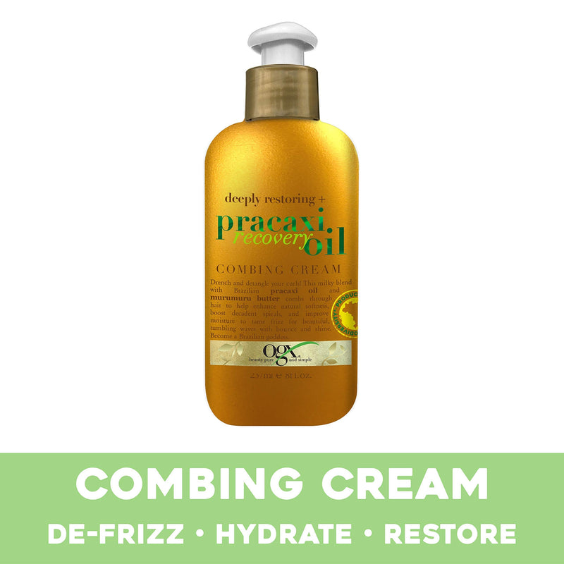 OGX Deeply Restoring + Pracaxi Recovery Oil AntiFrizz LeaveIn Combing Cream with Murumuru Butter SulfateFree Surfactants Conditioning Hair Treatment to Detangle Style Mint, 8 Fl Oz OGX
