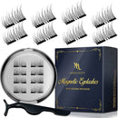 Upgrade Triple Magnetic Eyelashes, Segmented False Eyelashes, 3D Reusable Eyelashes with Applicator Kit, No Glue, Easy to Apply, Light weight, Natural Look, (8 PC with Tweezer, 1.14 inch/29 mm) Miracolove